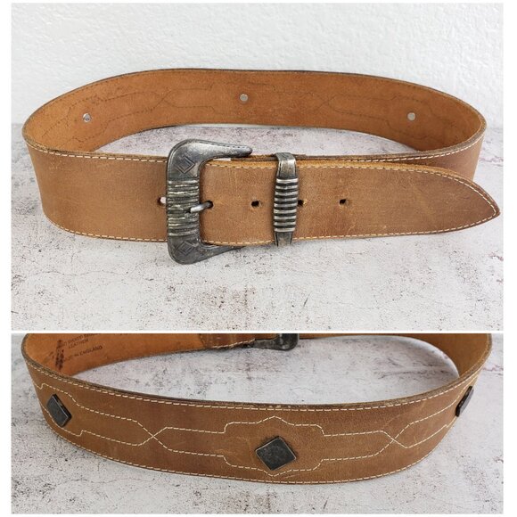 Vintage Banana Republic England Made Leather Belt Wide Western Equestrian Brown - Picture 1 of 13